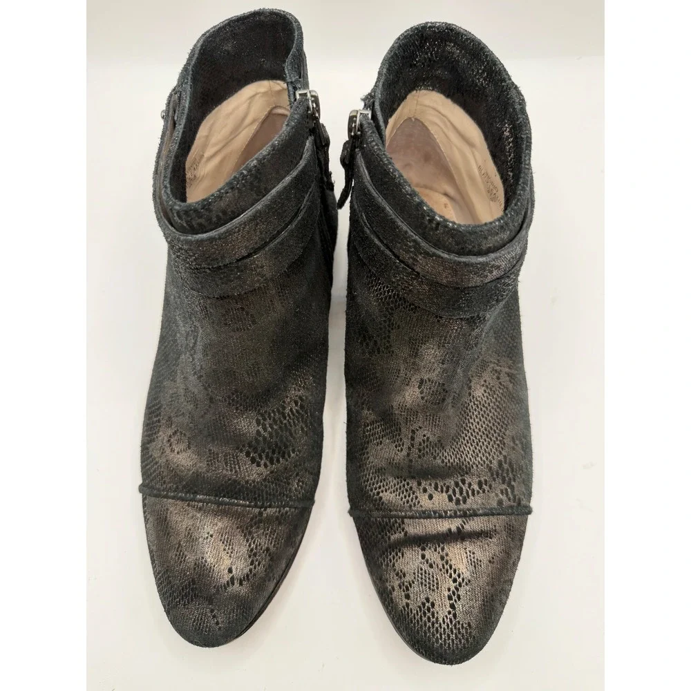 Wythe NY Ingrid Ankle Booties‎ Women 7 Black Leather Snake Texture Streetwear